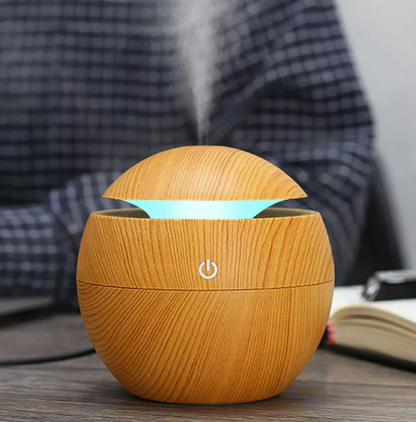 Mini Round LED Ultrasonic Aroma Humidifier (130ml)