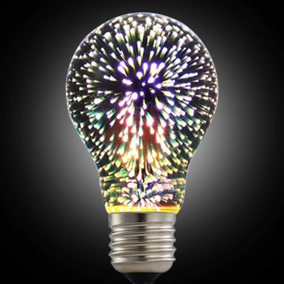 3D Fireworks Glass Light Bulb