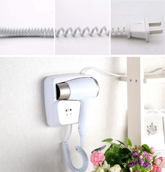 Wall Mounted Hair Dryer and Plug
