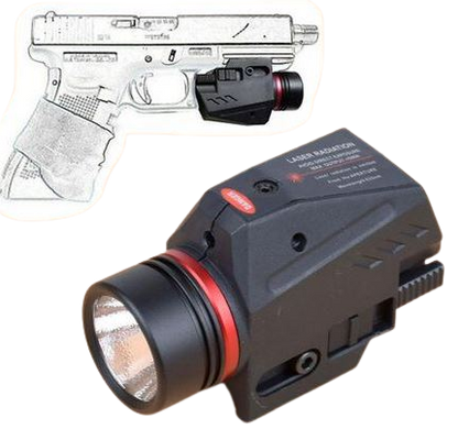 Pistol Flashlight Red Laser