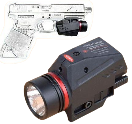 Pistol Flashlight Red Laser