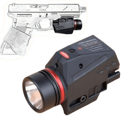 Pistol Flashlight Red Laser