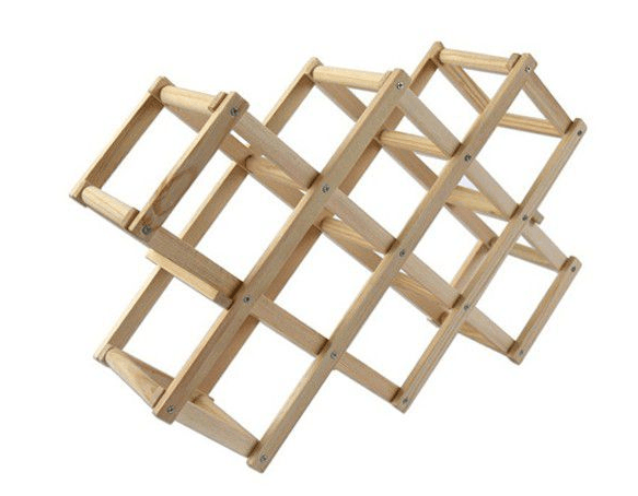 Foldable Wood Diamond-Shaped Wine Rack (10 Bottles)