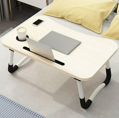 Portable Foldable Laptop Table With Drawer (Black)