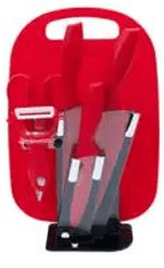 Kitchen Knife Set with Cutting Board (7 pcs)(Red) - DMC Wholesale