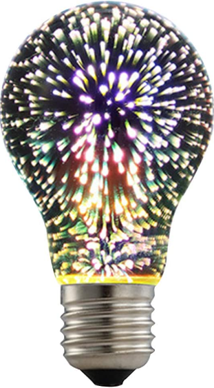 3D Fireworks Glass Light Bulb