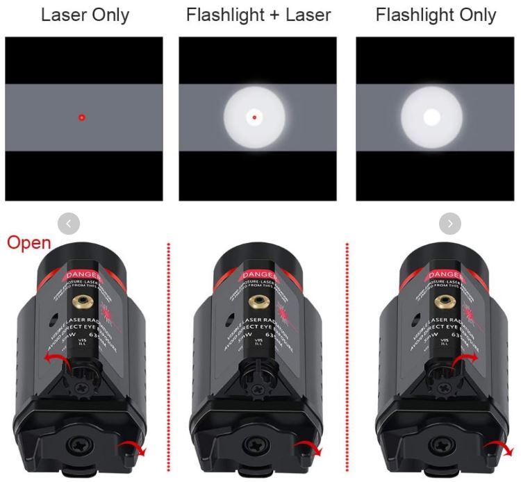 Pistol Flashlight Red Laser