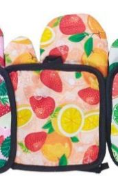 Fruit Print Oven Mitt And Potholder Set (2 pcs)