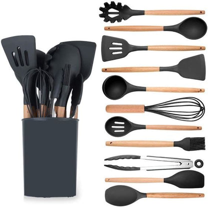 Silicone Utensil Set (12 pcs)(Black)