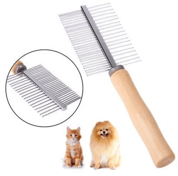 Double Sided Wooden Handle Dog Grooming Comb