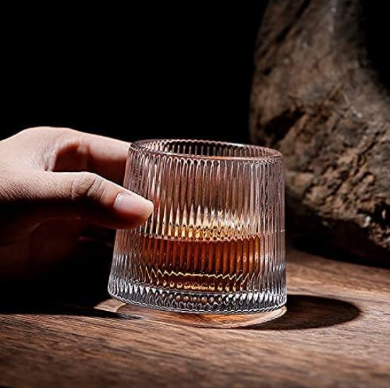 Whiskey Glass With Wooden Base (Vertical Stripes)(Each)