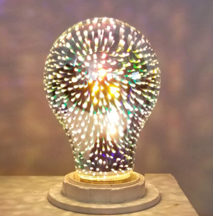 3D Fireworks Glass Light Bulb