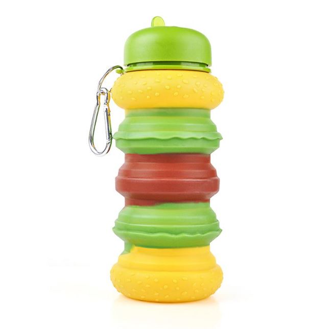 Collapsible Silicone Hamburger Water Bottle