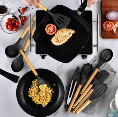 Silicone Utensil Set (12 pcs)(Black)