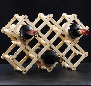 Foldable Wood Diamond-Shaped Wine Rack (10 Bottles) - DMC Wholesale