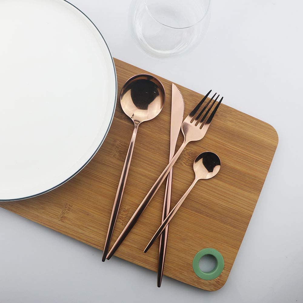 Polished Cutlery Set (24 pcs)(Rose Gold)