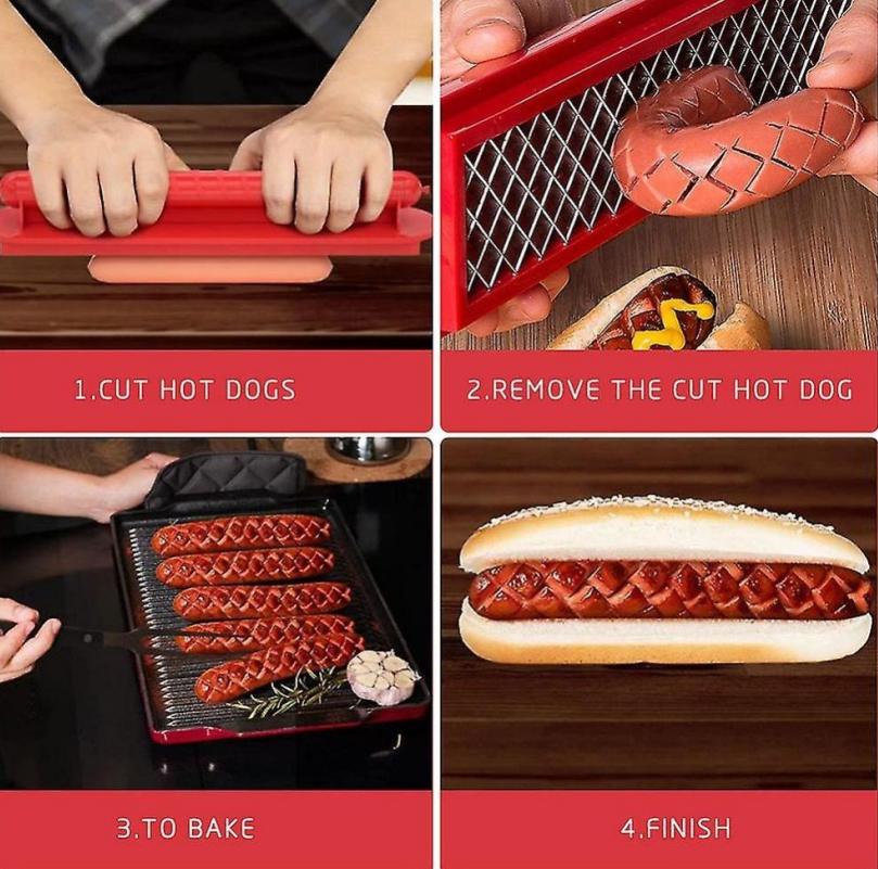 Hot Dog Slicing Tool for Crispy Seasoned Hot Dogs