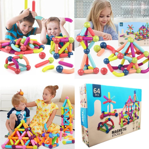 Magnetic Sticks Building Blocks (64 pcs)