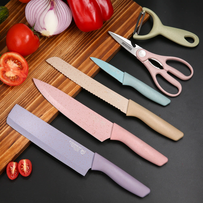 Pastel Corrugated Kitchen Knife Set (6 pcs)