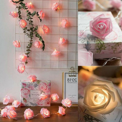 Decorative Soft Rose Flower LED String Light (White)