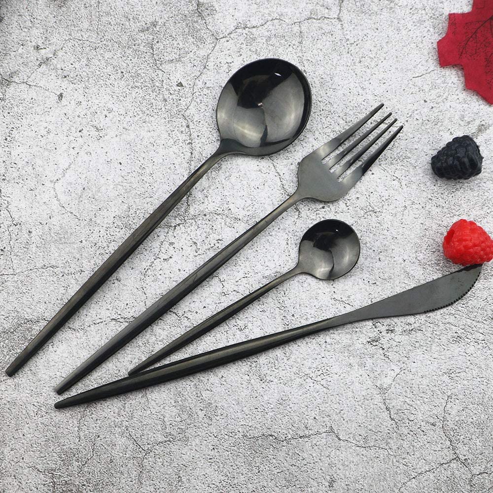 Polished Cutlery Set (24 pcs)(Black)