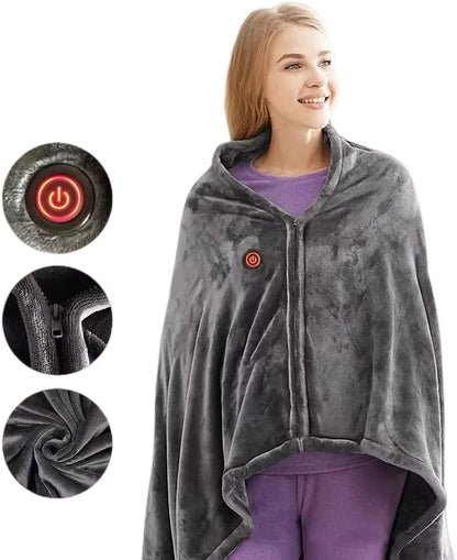 Luxury Flannel Wearable Heated Throw Blanket