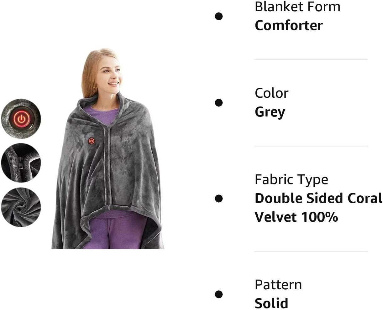 Luxury Flannel Wearable Heated Throw Blanket