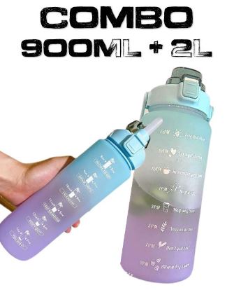 Combo: Vibrant Motivational Water Bottles (2 pcs)(Blue)