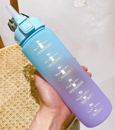 Combo: Vibrant Motivational Water Bottles (2 pcs)(Blue)