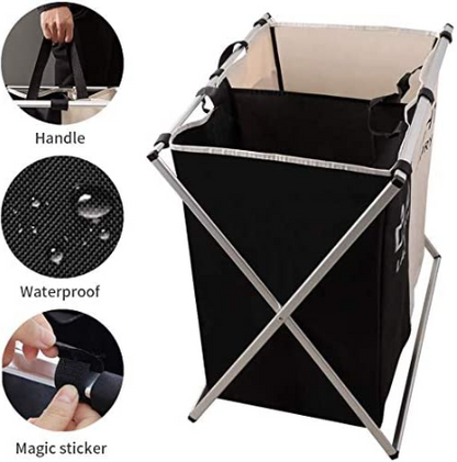 Foldable Sorting Laundry Basket (2 Compartment)