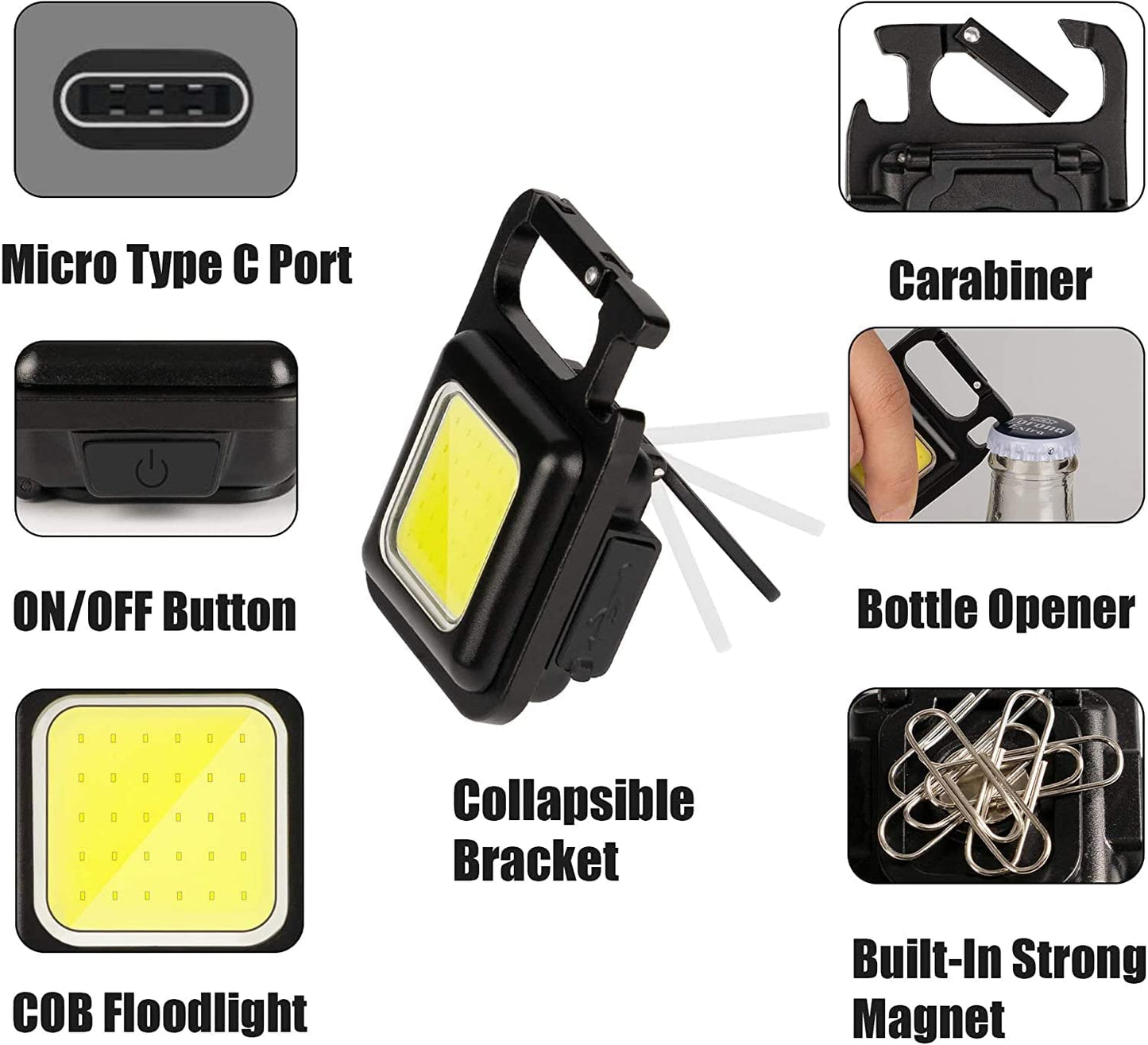 Mini 800 Lumens COB Keychain