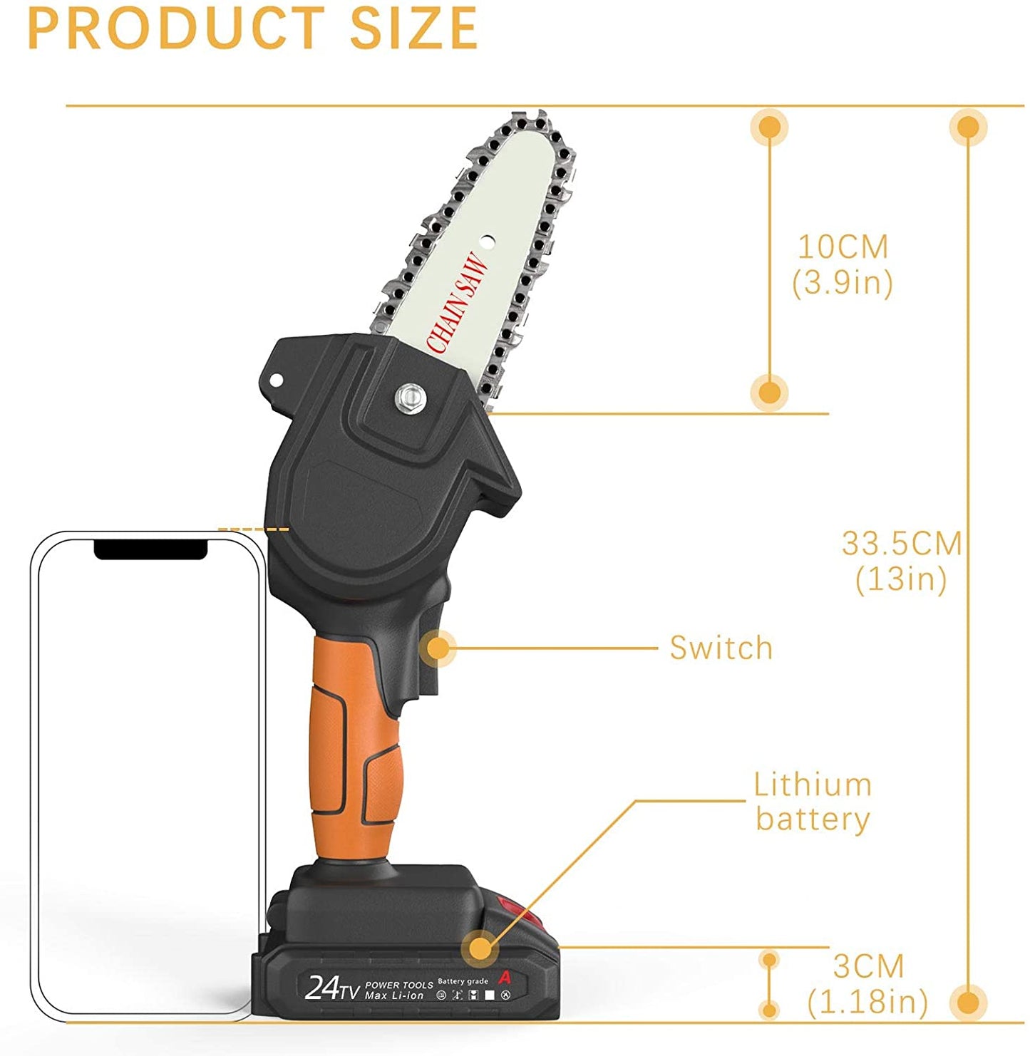 Mini Power Chain Saw (4inch)(24V)