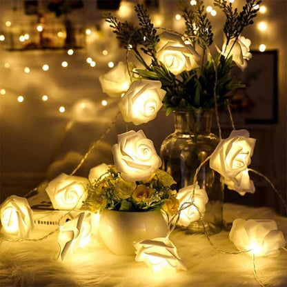 Decorative Soft Rose Flower LED String Light (White)