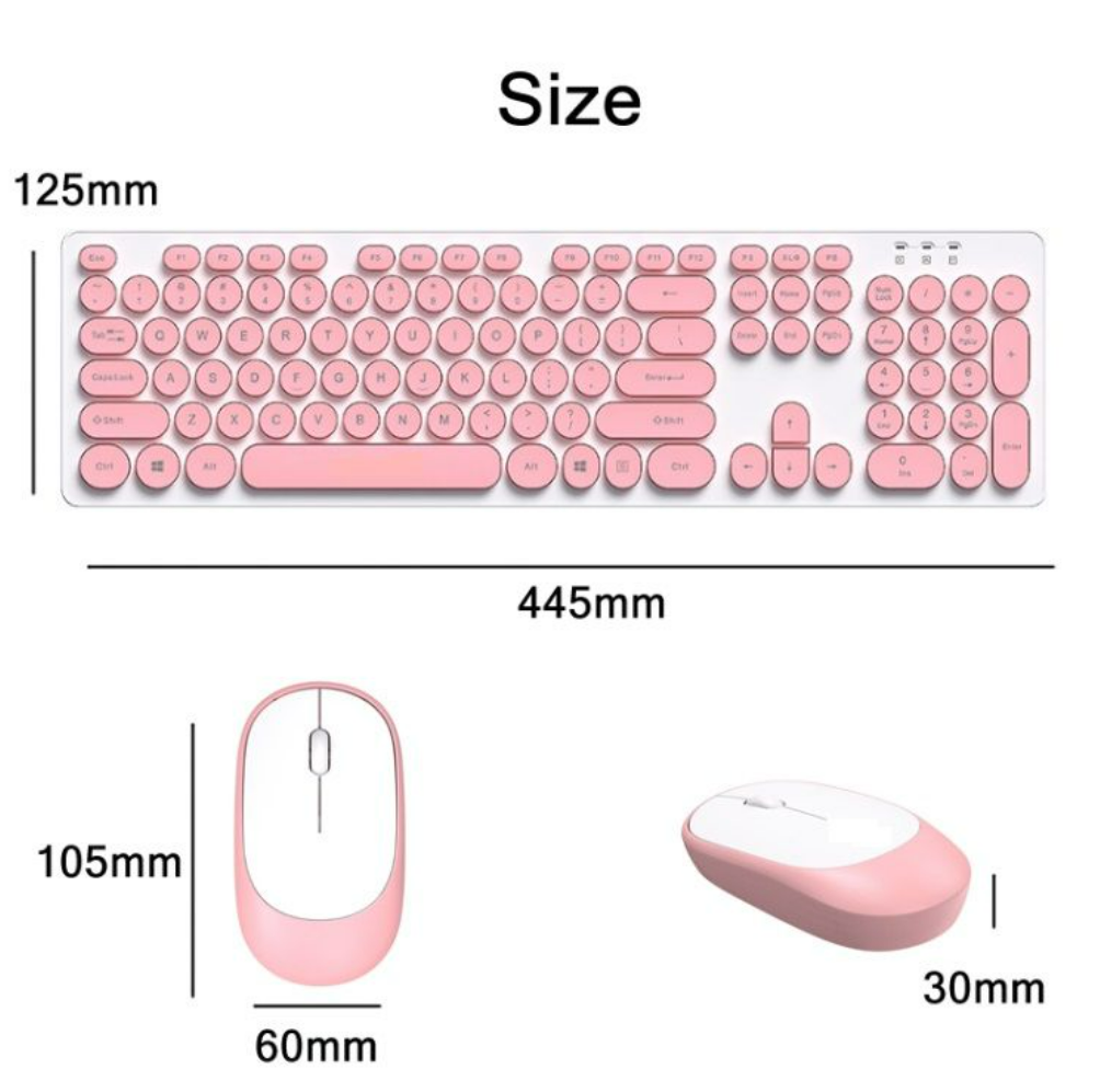 Retro Round Key Wireless Keyboard And Mouse