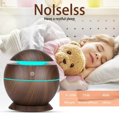 Mini Round LED Ultrasonic Aroma Humidifier (130ml)