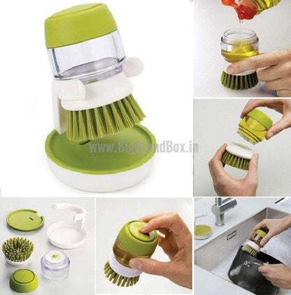 Soap Dispensing Plam Brush With Storage Stand