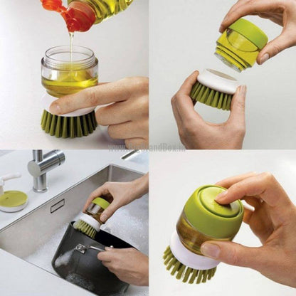 Soap Dispensing Plam Brush With Storage Stand
