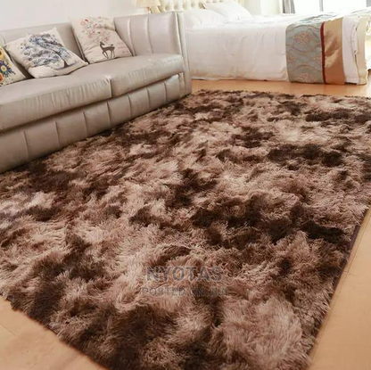 Colourful Fluffy Shag Runner (Two Tone Brown)