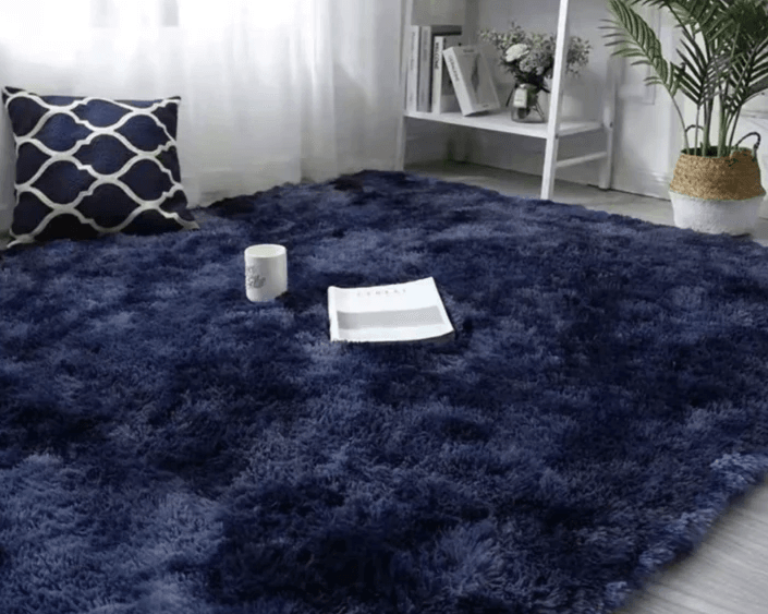 Colourful Fluffy Shag Runner (Navy)