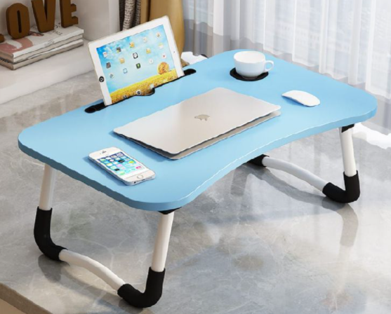 Portable Foldable Laptop Table With Drawer (Black)