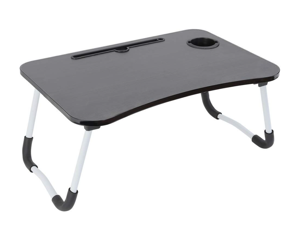 Portable Foldable Laptop Table With Drawer (Black)